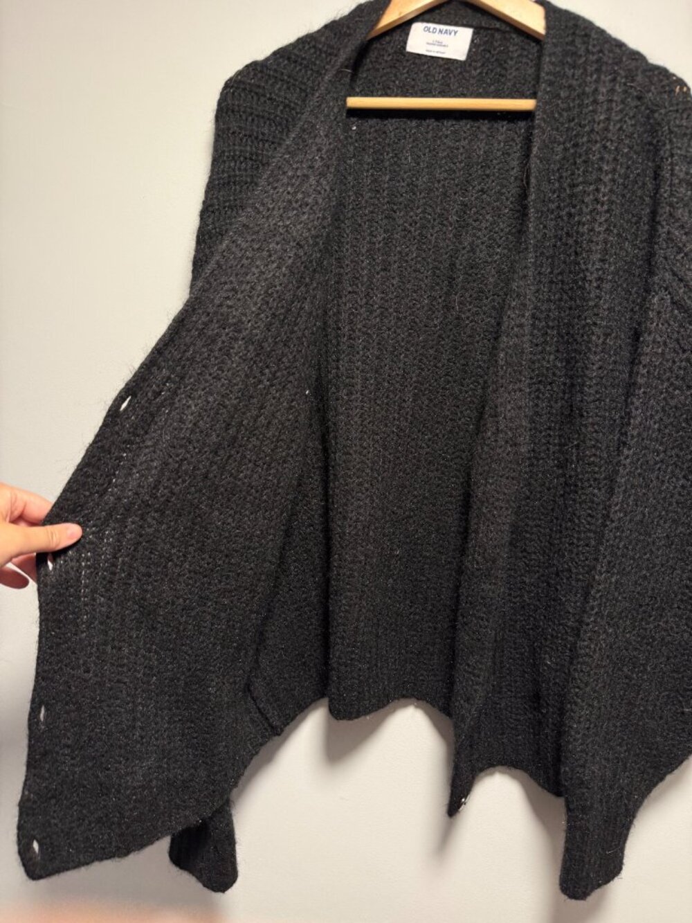 Old Navy Wool-Blend Shaker-Stitch Cardigan Sweater Black Large T - Picture 6 of 8
